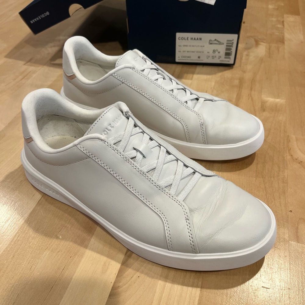 SLIP-ON. Worn once! Cole Haan White Slip-On Sneakers. Original box!